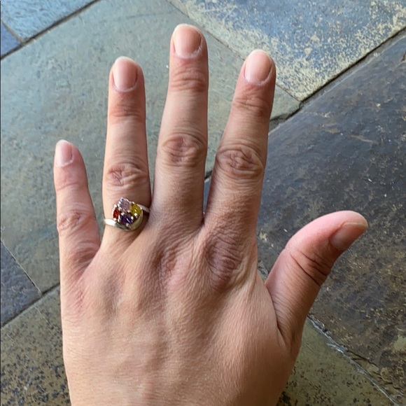 Sterling Silver Ring with Multicolored Gemstones - Picture 6 of 8